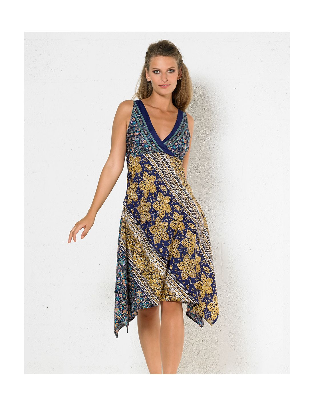 Robe asymétrique à imprimé floral
