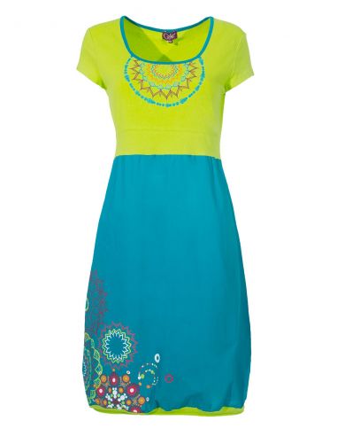 Robe Coton Manches Courtes Motif Place