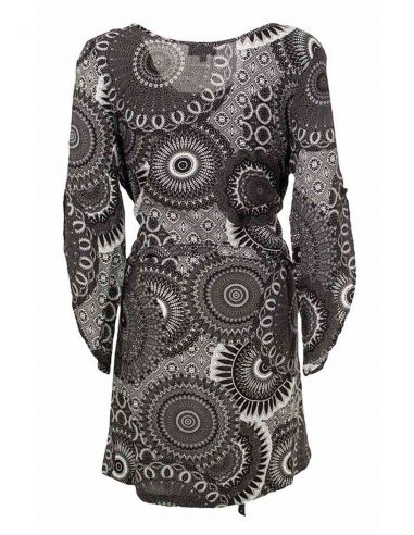 Vestido viscosa mangas 3/4 estampado kenya