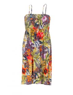 Vestido malla 96% poliester 4% elastano tirantes estampado botanico 2