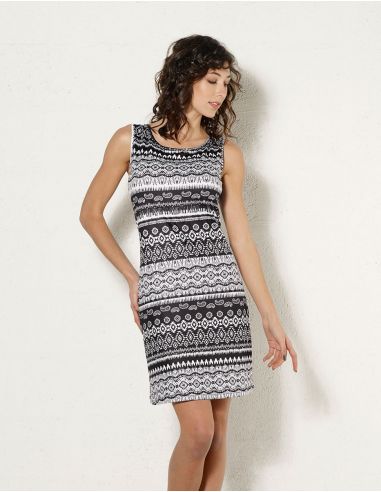 Vestido malla 95% poliester 5% elastano negro y blanco