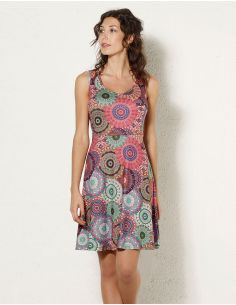 Vestido malla 95% poliester 5% elastano sin mangas estampado tam tam 