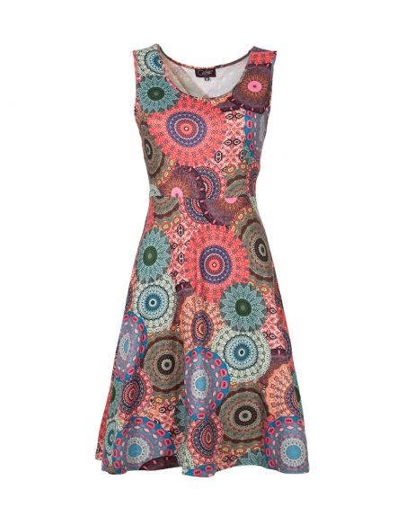 Vestido malla 95% poliester 5% elastano sin mangas estampado tam tam 