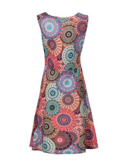 Vestido malla 95% poliester 5% elastano sin mangas estampado tam tam 