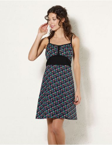 Vestido algodón tirantes estampado sixties