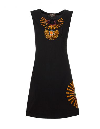 Vestido malla algodon sin mangas bordado