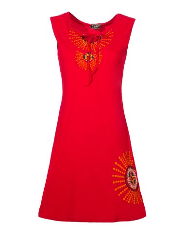 Vestido malla algodon sin mangas bordado