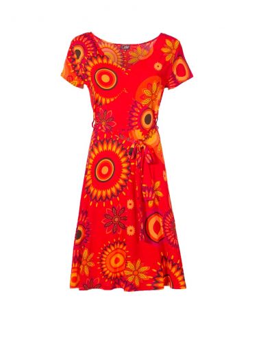 Vestido malla 96% poliester 4% elastano estampado pique mangas cortas