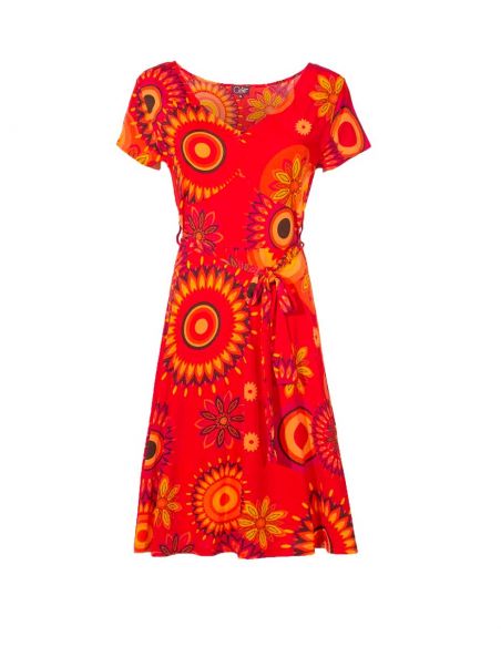 Vestido malla 96% poliester 4% elastano estampado pique mangas cortas