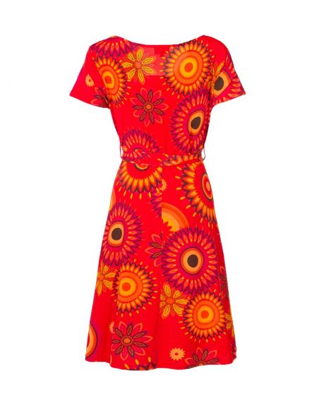 Vestido malla 96% poliester 4% elastano estampado pique mangas cortas