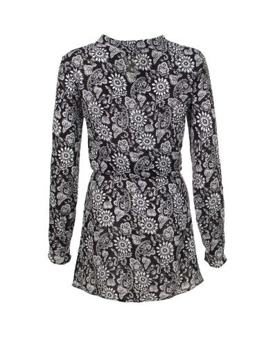 Vestido viscosa mangas largas estampado florecilla