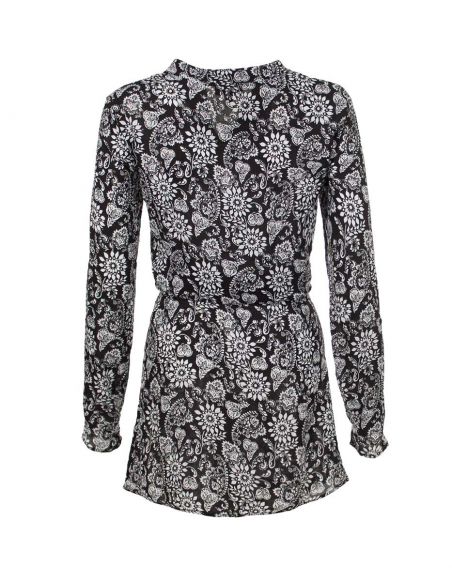 Vestido viscosa mangas largas estampado florecilla