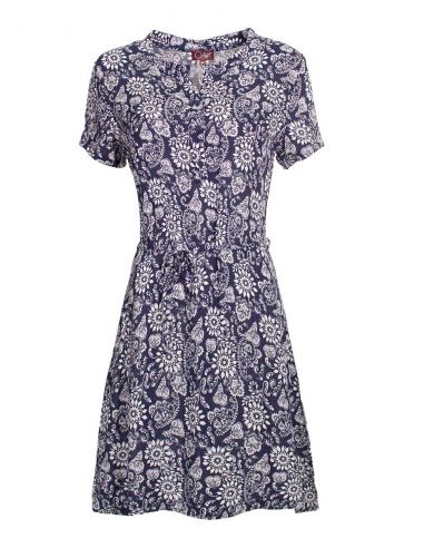 Vestido viscosa mangas cortas estampado florecilla