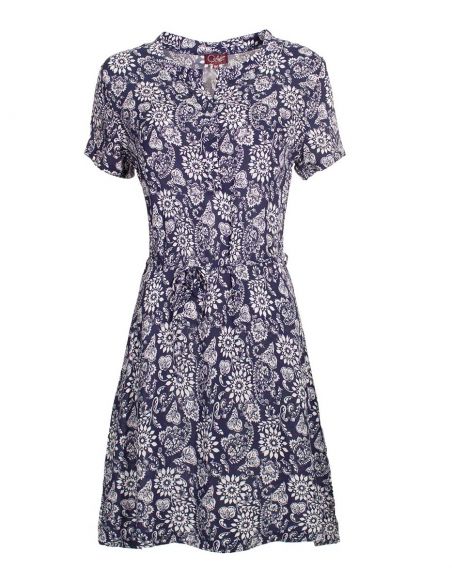 Vestido viscosa mangas cortas estampado florecilla