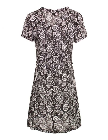 Vestido viscosa mangas cortas estampado florecilla