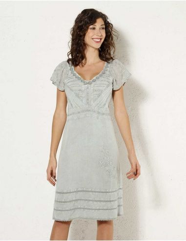 Vestido viscosa sw con bordados 