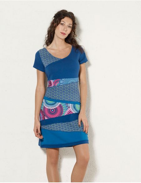 Vestido malla 97% algodon 3% elastano patch mangas cortas