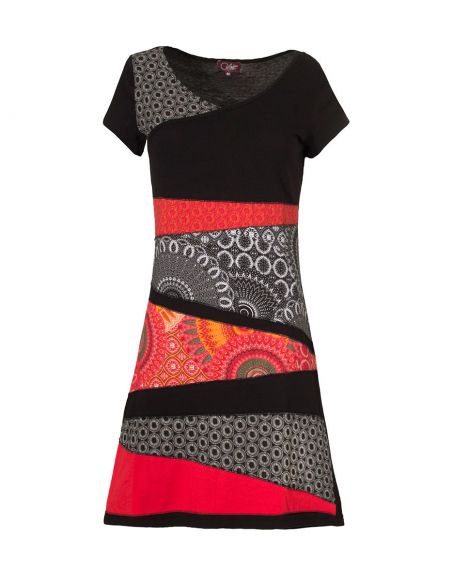 Vestido malla 97% algodon 3% elastano patch mangas cortas