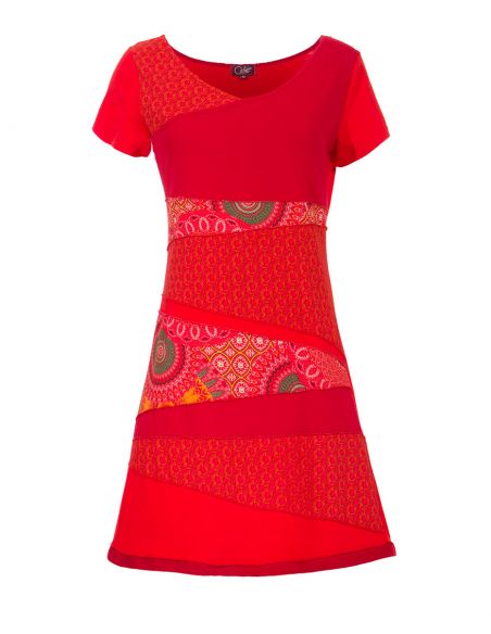 Vestido malla 97% algodon 3% elastano patch mangas cortas