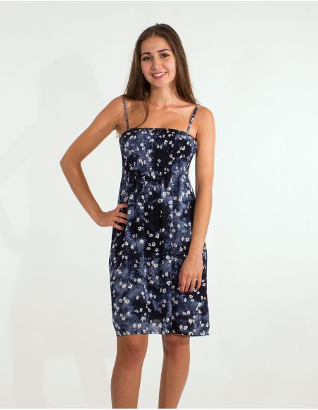 Vestido de viscosa corpiño elastico T/D flor