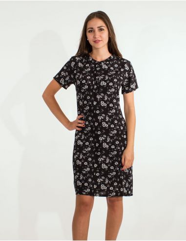 Vestido de viscosa mangas cortas estampado flores
