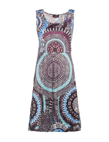 Vestido malla 95% poliester5% elastano estampado maori