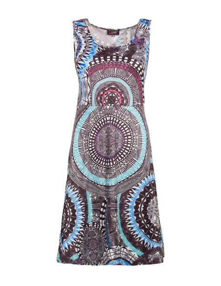 Vestido malla 95% poliester5% elastano estampado maori