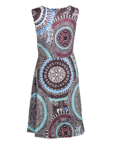 Vestido malla 95% poliester5% elastano estampado maori