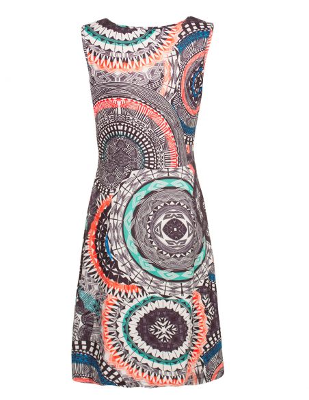 Vestido malla 95% poliester5% elastano estampado maori