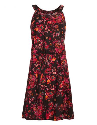 Vestido viscosa corto estampado rock