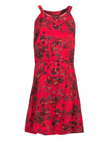 Vestido viscosa corto estampado rock