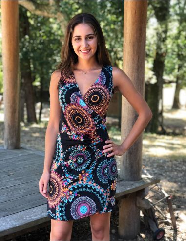 Vestido malla 96% poliester 4% elastano sin mangas estampado sublime