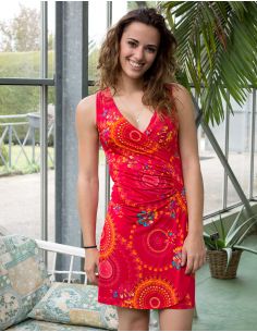 Vestido malla 96% poliester 4% elastano sin mangas estampado sublime 2