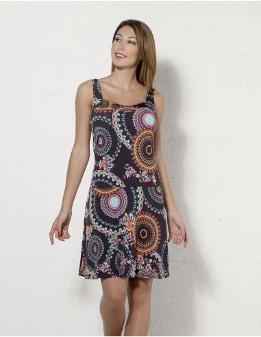 Vestido malla 96% poliester 4% elastano sin mangas estampado sublime