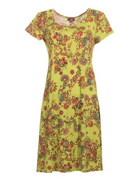 Vestido malla 96% poliester 4% elastano mangas cortas estampado rock