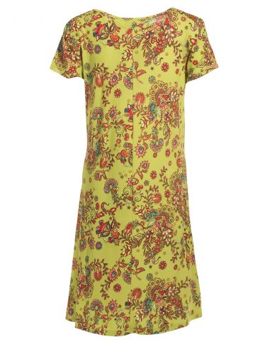 Vestido malla 96% poliester 4% elastano mangas cortas estampado rock