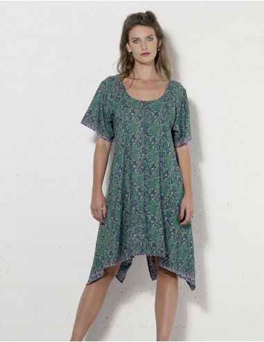 Vestido poliester mangas cortas sari