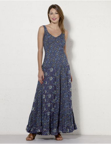 Vestido largo poliester tirantes sari