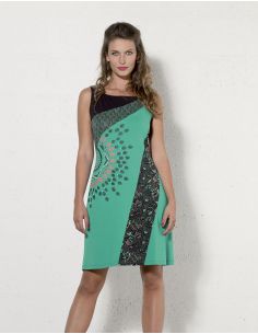 Vestido malla 97% algodon 3% elastano sin mangas mix patch 