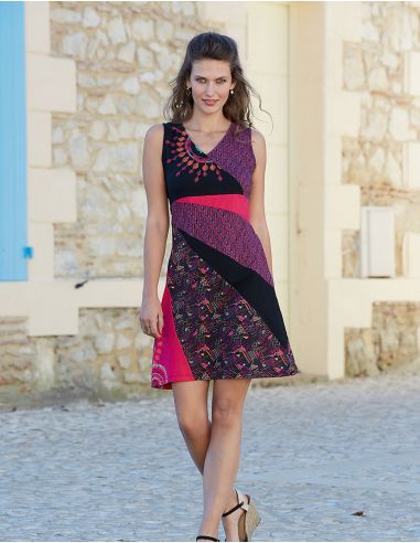 Vestido malla 97% algodon 3% elastano sin mangas mix patch 