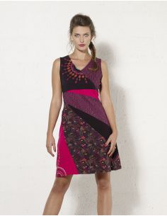 Vestido malla 97% algodon 3% elastano sin mangas mix patch  2