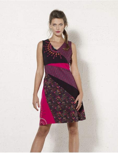 Vestido malla 97% algodon 3% elastano sin mangas mix patch 