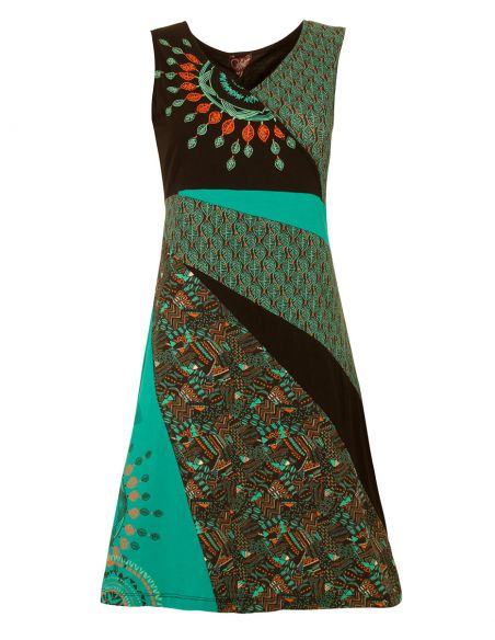 Vestido malla 97% algodon 3% elastano sin mangas mix patch 