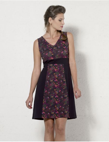 Vestido malla 97% algodon 3% elastano sin mangas estampado funky