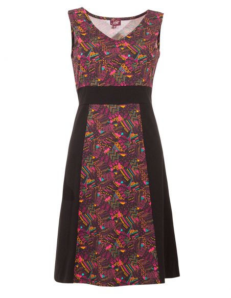 Vestido malla 97% algodon 3% elastano sin mangas estampado funky