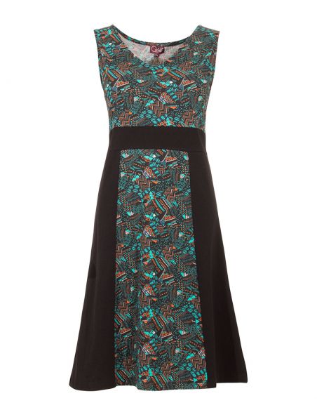 Vestido malla 97% algodon 3% elastano sin mangas estampado funky