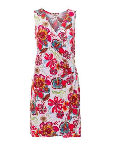 Vestido malla 96% poliester 4% elastano sin mangas estampado tiare