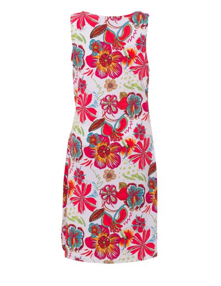 Vestido malla 96% poliester 4% elastano sin mangas estampado tiare