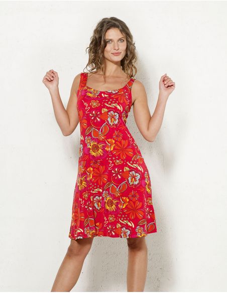 Vestido malla 96% poliester 4% elastano sin mangas estampado tiare