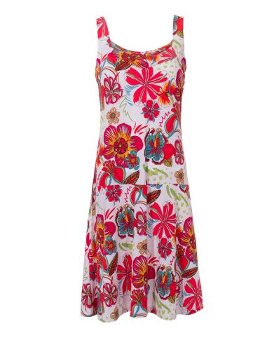 Vestido malla 96% poliester 4% elastano sin mangas estampado tiare